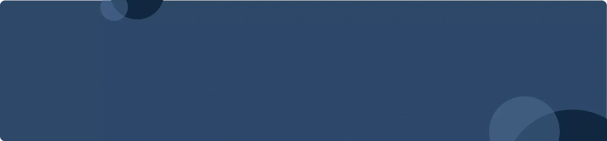 The image shows a blue background with some circular shapes in the top left and bottom right corners.