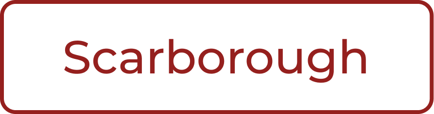Red and black Sign with the word "Scarborough" in large red text