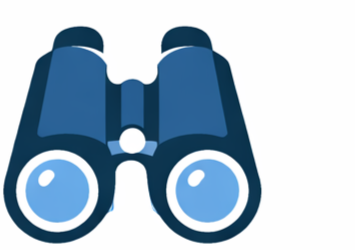 A blue pair of binoculars with black accents.