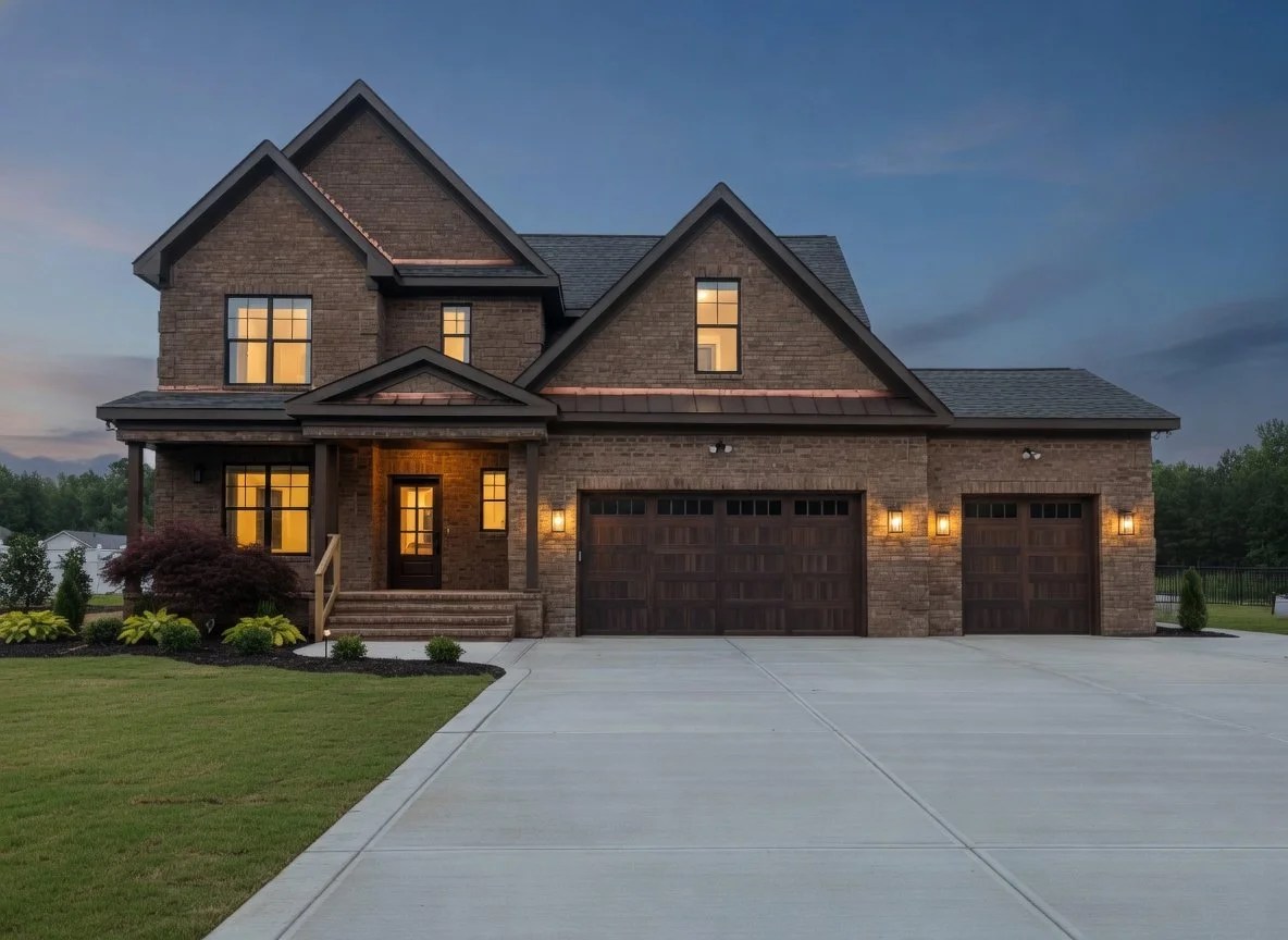 Completed Home – Timeless brick elevation at dusk