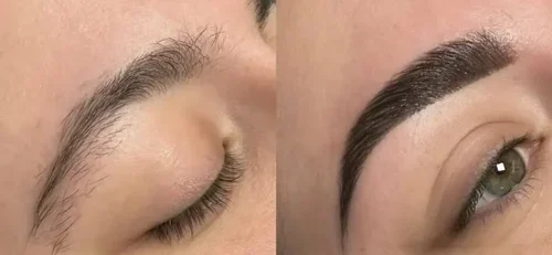 Brow shaping before and after at Skin & Soul Spa in Ogden Utah
