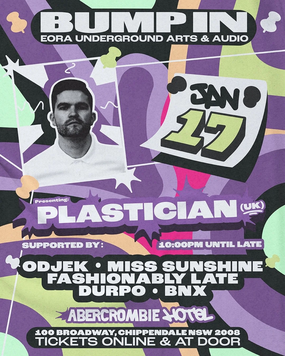 SPECIAL GUEST ANNOUNCEMENT &amp; meet the artists! 📣 📣

BUMP IN PRESENTS: @plastician (UK)

Plastician is a Croydon based DJ / Producer known for his cutting edge selections and a keen ear for new trends and genres.&nbsp;

Most commonly known for h
