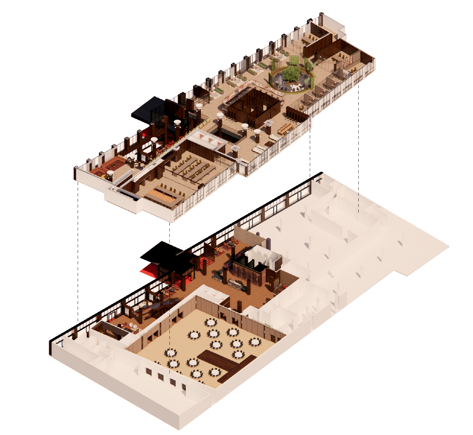 The strongest contribution is the duplex identity. Rather than creating a single-purpose meeting center, the project introduces a spatial framework that continuously adapts to shifting audiences and schedules. The Commons and Lounge pairing is both l