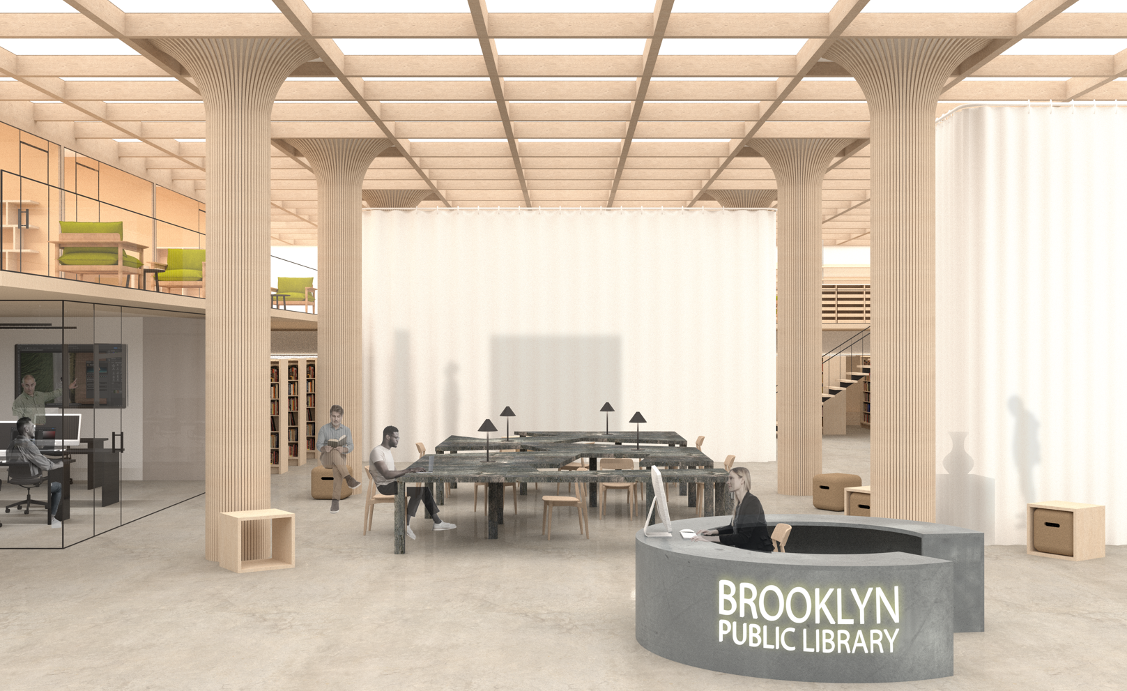 This project reimagines the library as an evolving third place. It is an adaptive social infrastructure that fosters collaboration, knowledge exchange, and creativity. Situated in a repurposed industrial building, the design challenges the convention