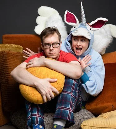 Barking Gecko Arts presents REASONS TO STAY INSIDE by Katy Warner
PEDRO played by Dan Buckle. FLORA played by Tamara Creasey.
DIRECTOR: Sam Longley. SET & COSTUME DESIGNER: Bryan Woltjen. LIGHTING DESIGNER: Lucy Birkinshaw. COMPOSER & SOUND DESIGNER: