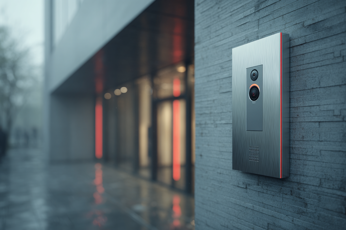 Portier vidéo. Identifiez vos visiteurs, échangez à distance et autorisez l’accès en toute simplicité depuis un poste fixe ou un terminal mobile. Techniserv Normandie - Solutions de contrôles d'accès pour les professionnels en Normandie