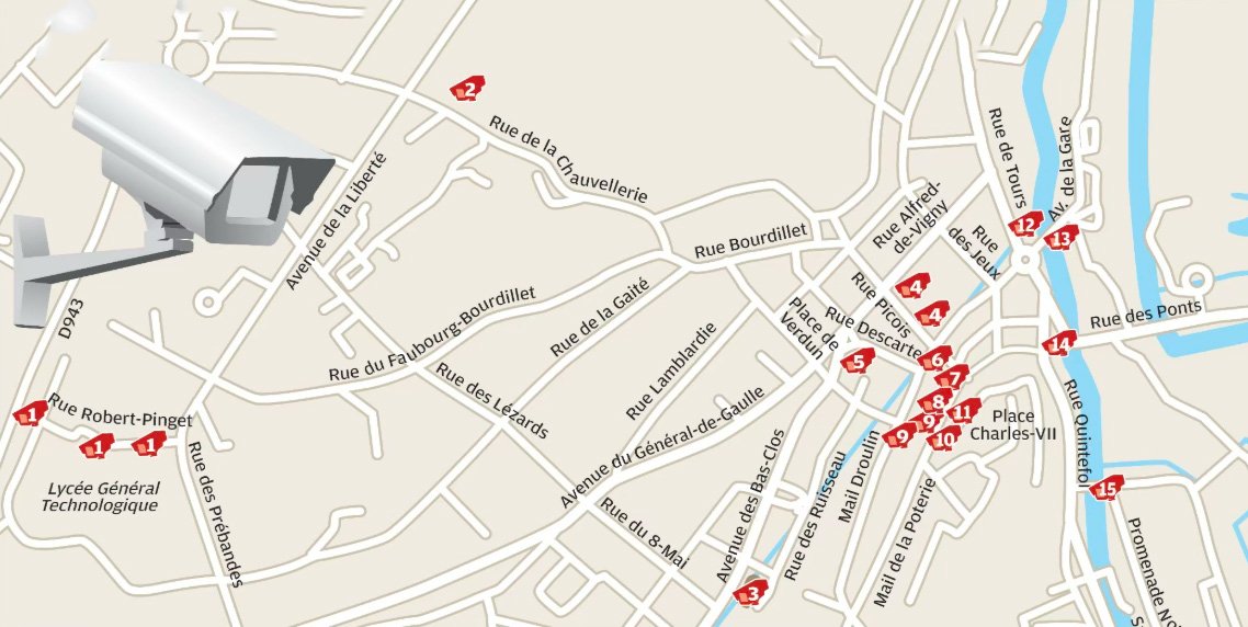 Identification des sites sensibles de la commune. Techniserv Normandie - Solutions de vidéosurveillance pour les professionnels.