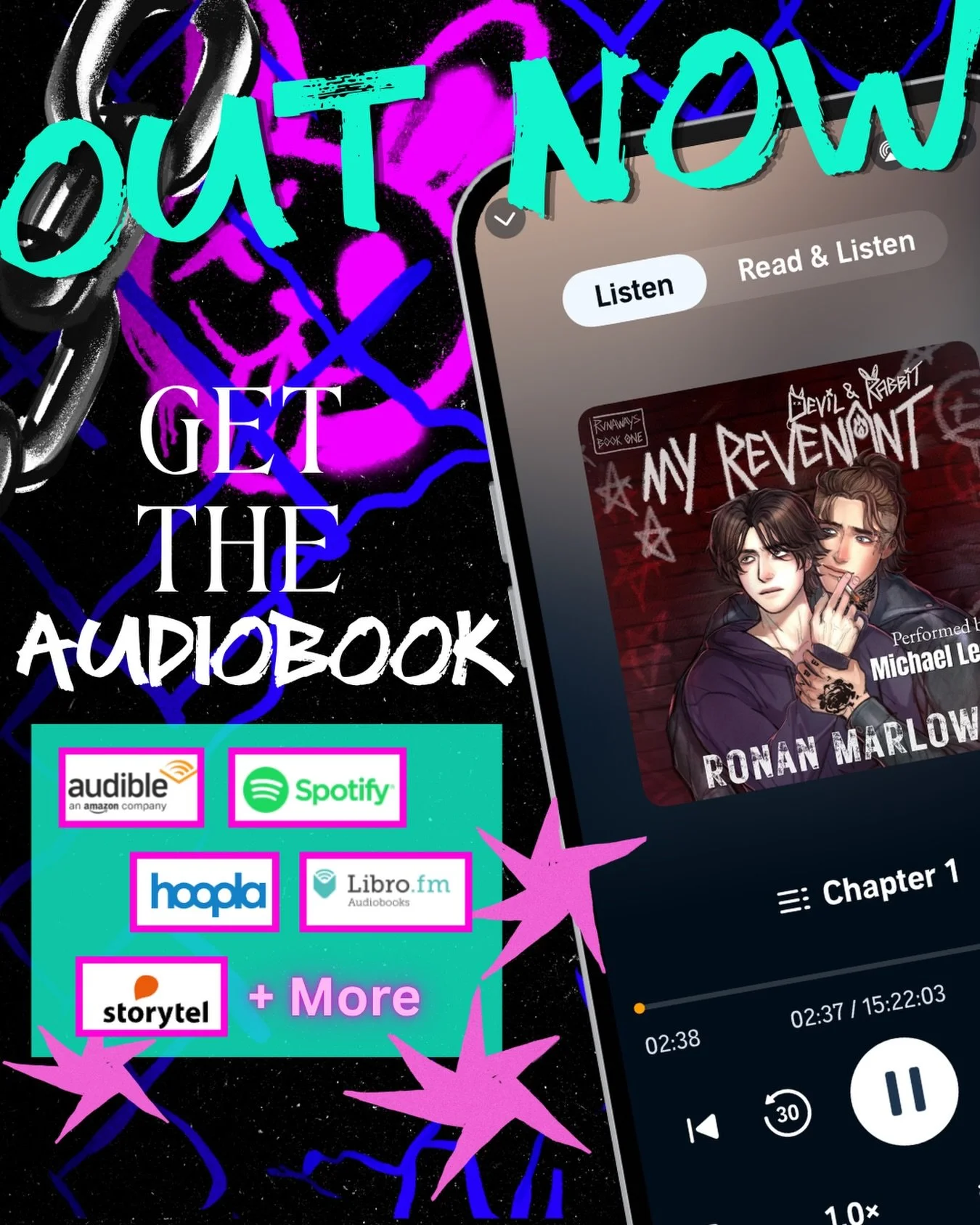Guess what just hit all (probably) audiobook streaming services!? That&rsquo;s right! MY REVENANT AUDIOBOOK IS OUT NOW!! 

Somewhat a surprise reveal because even I didn&rsquo;t know when it was going to drop 😂 thank you so much to everyone who got 