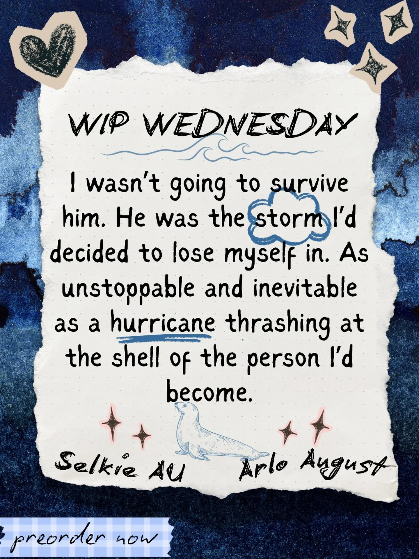 🦭 WIP WEDNESDAY 🦭 

Will Rowan survive hurricane Milo? You&rsquo;ll have to read to find out 👀