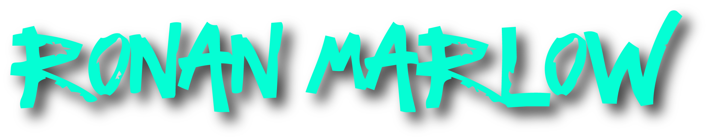 The text 'RONAL MARMOW' stylized with jagged, graffiti-like turquoise letters.