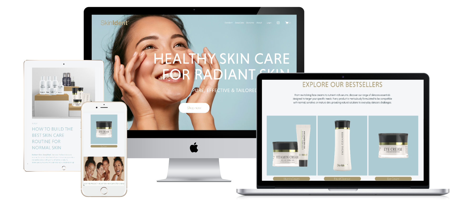 SkinIdent USA - E-commerce website for a premium European-based skincare brand.