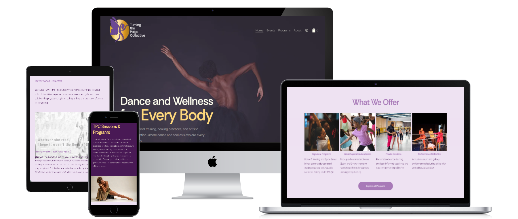 Turning the Paige Collective - Website for a dance and wellness nonprofit bringing movement to every body.