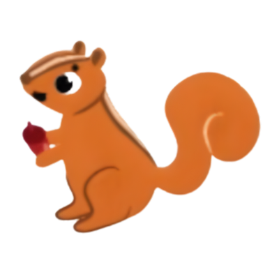 Illustration of a cartoon squirrel holding an acorn.