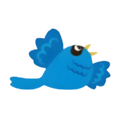 Blue plush fish with large eye, fins, and tail