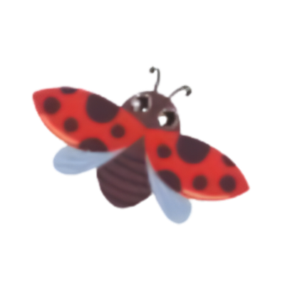 Cute plush ladybug toy with red wings and black spots.