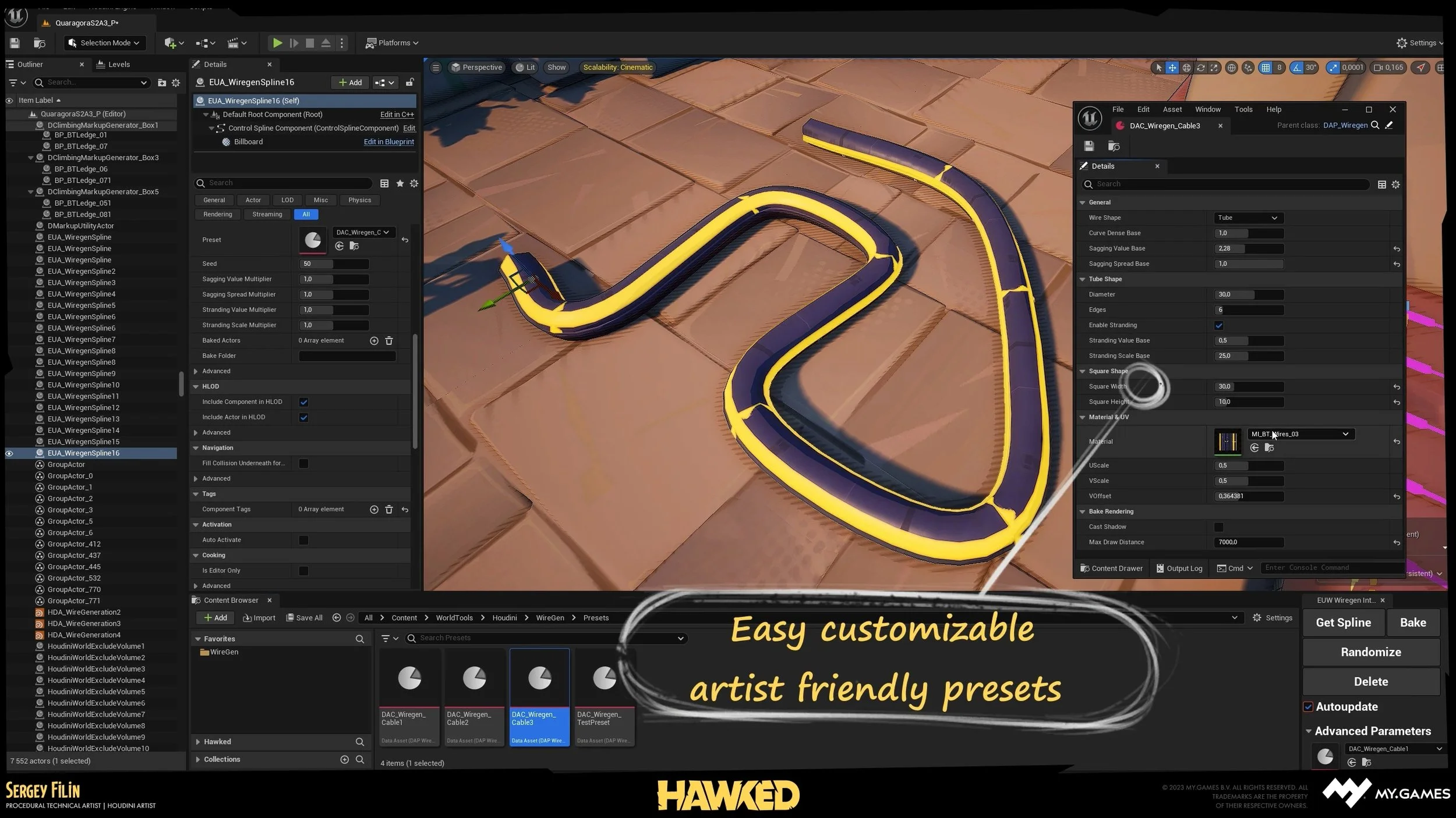 Houdini Cables Tool for UE