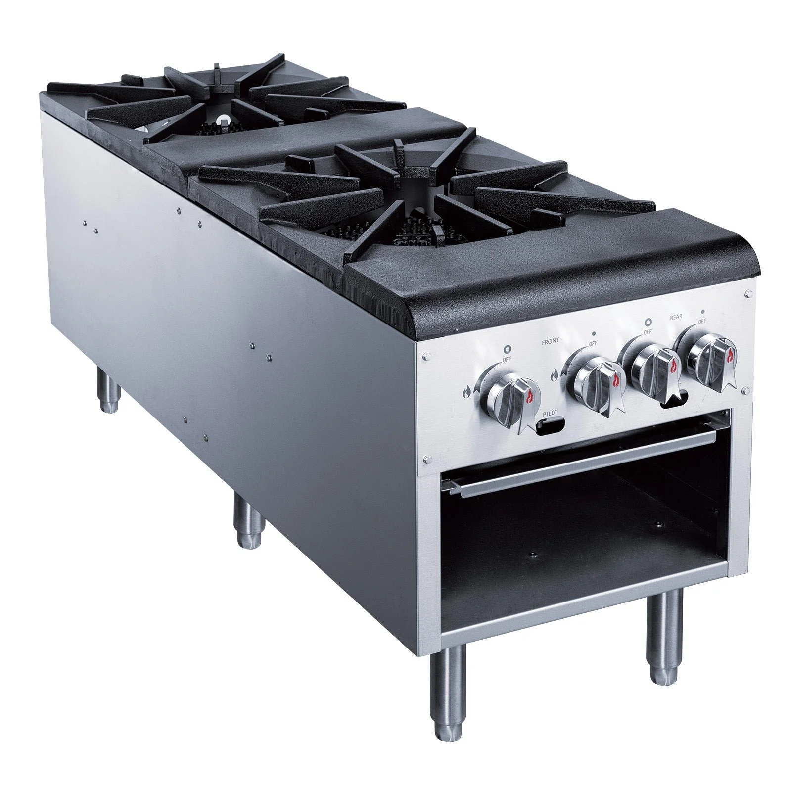 ChefAAA - ACSPA2, Commercial 18" Countertop Stock Pot Range 2 Buner 16000 BTU/H Natural Gas/Liquid Propane