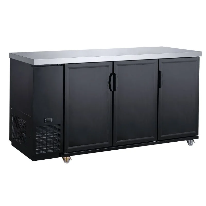 ChefAAA - ABB72-M3, Commercial 3-Door Back Bar and Beverage Cooler (Solid Doors)