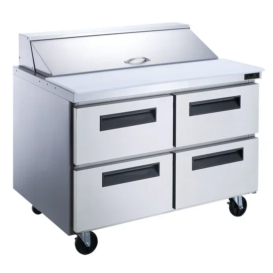 ASP48-12-D4 4-Drawer Commercial Food Prep Table Refrigerator in Stainless Steel
