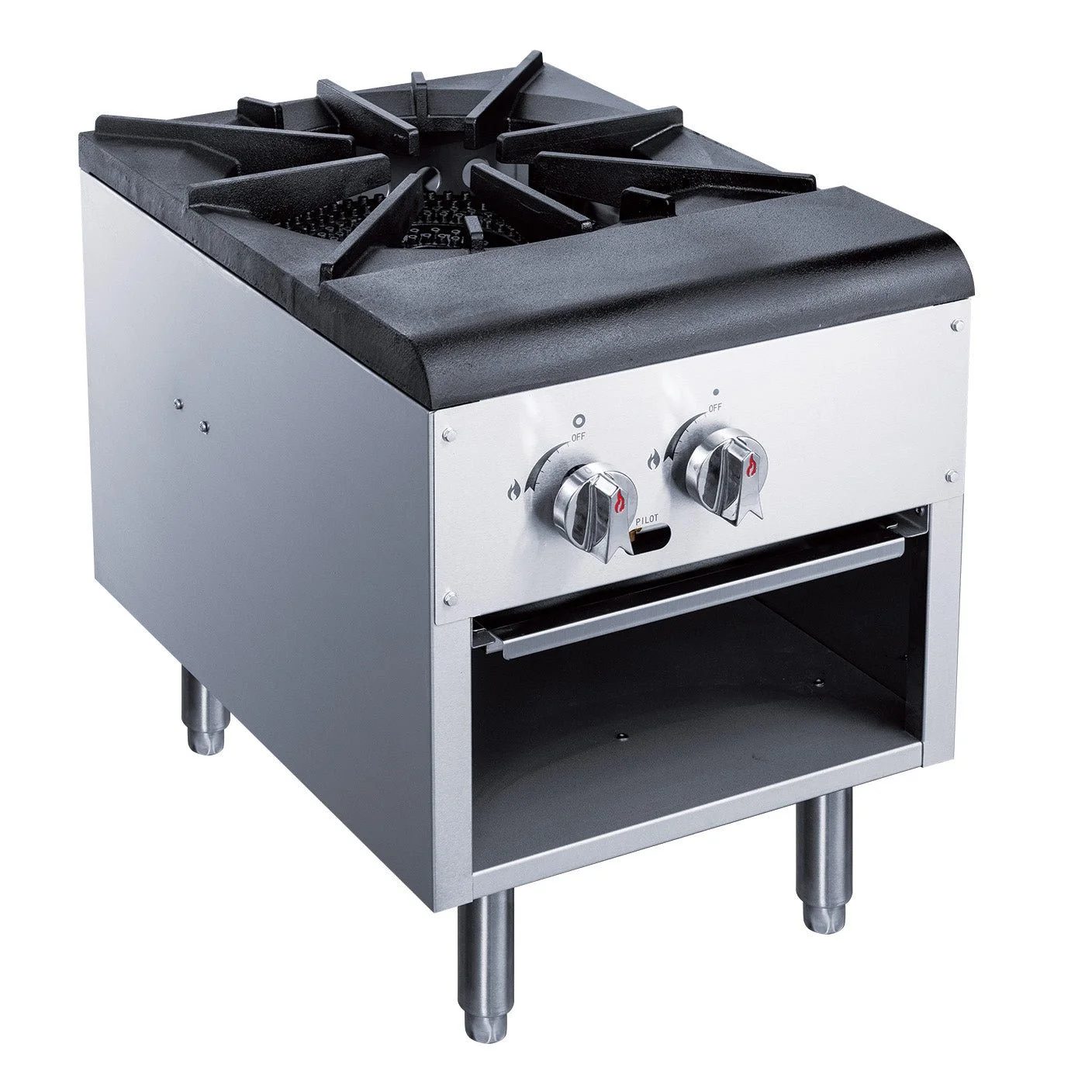 ChefAAA - ACSPA1, Commercial 18" Countertop Stock Pot Range 1 Buner 80000 BTU/H Natural Gas/Liquid Propane