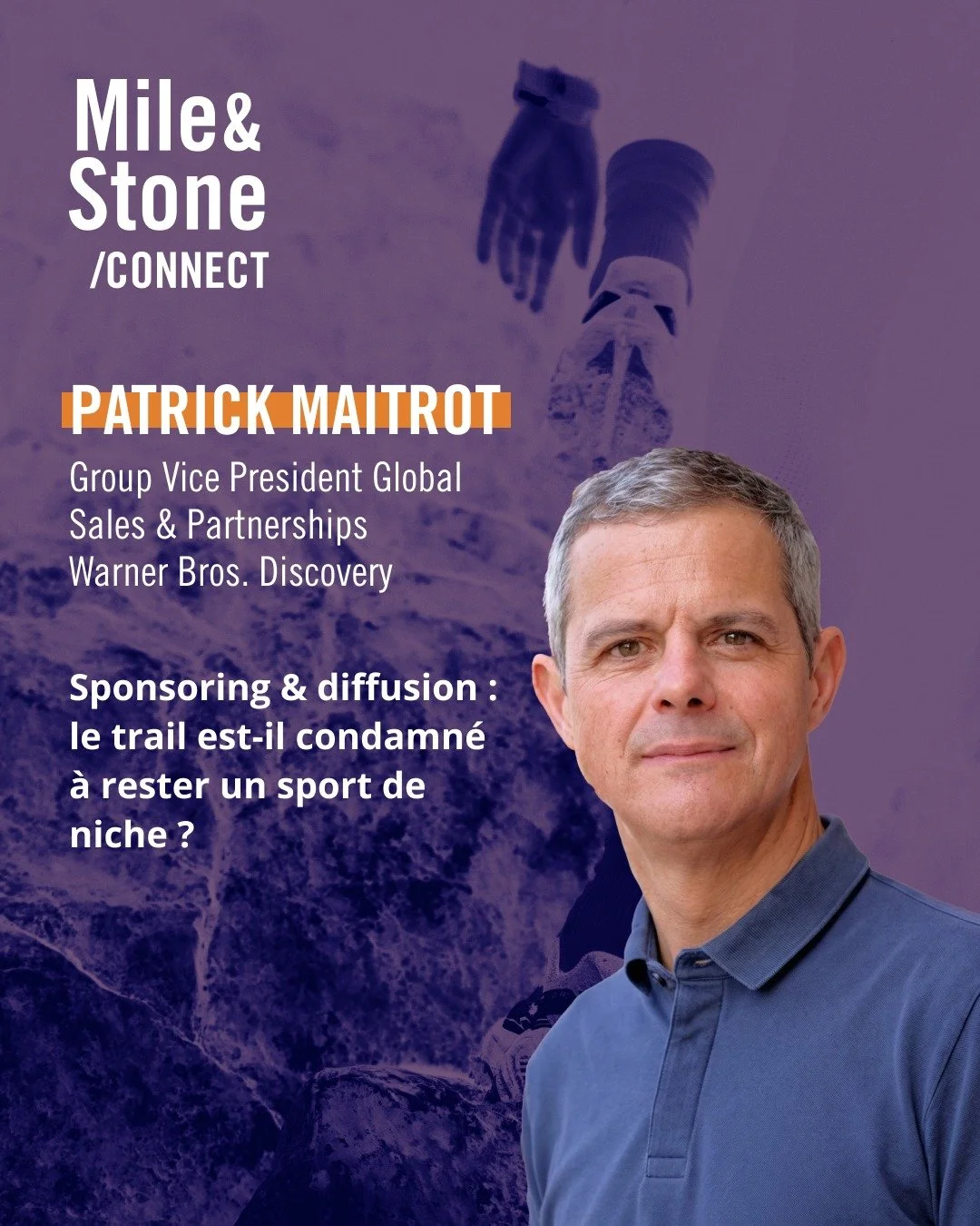 Patrick Maitrot de @wbd rejoint le d&eacute;bat sur l&rsquo;avenir du trail en termes de sponsoring et diffusion ⛰️

Sa pr&eacute;sence &agrave; Mile &amp; Stone/Connect est un signal fort : notre sport est en train de franchir une nouvelle &eacute;t