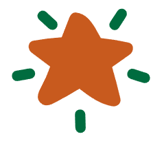 A brown star with green lines radiating from it