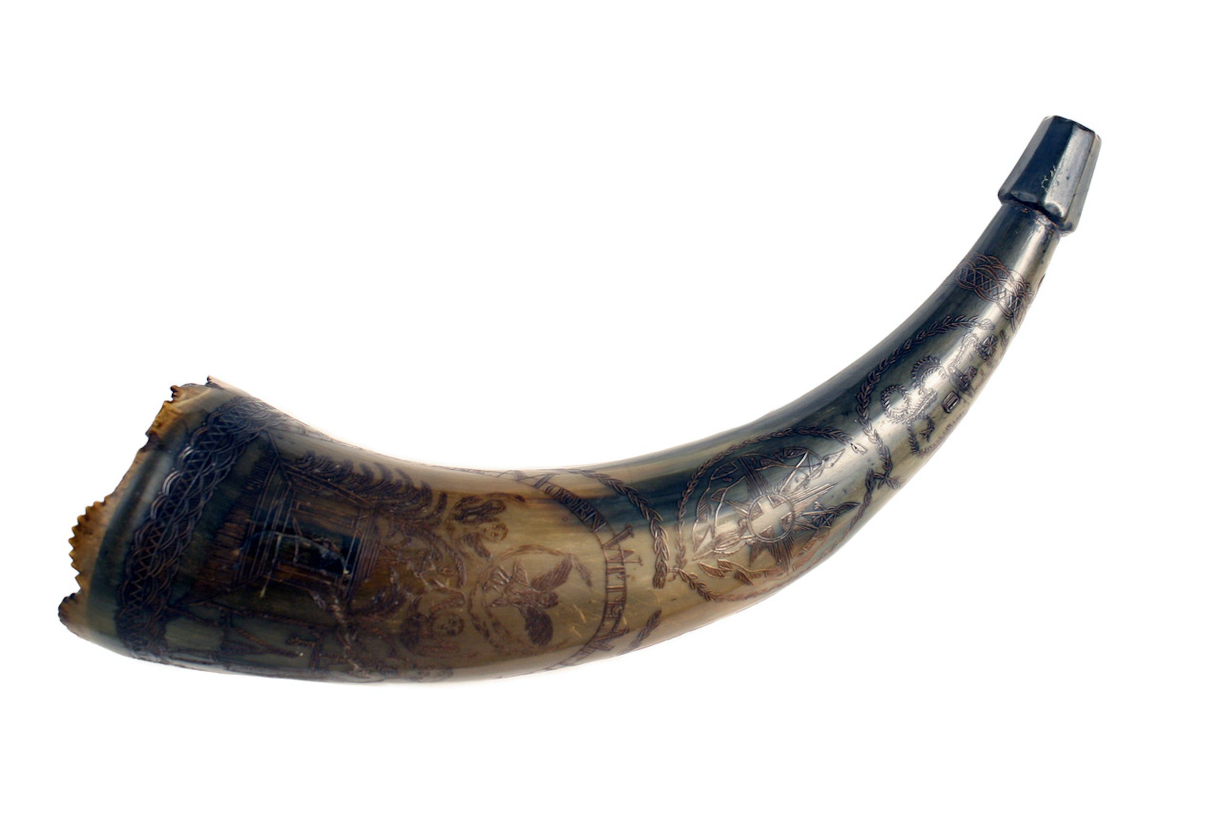 A Scarce Scrimshaw Horn, Circa 1800 