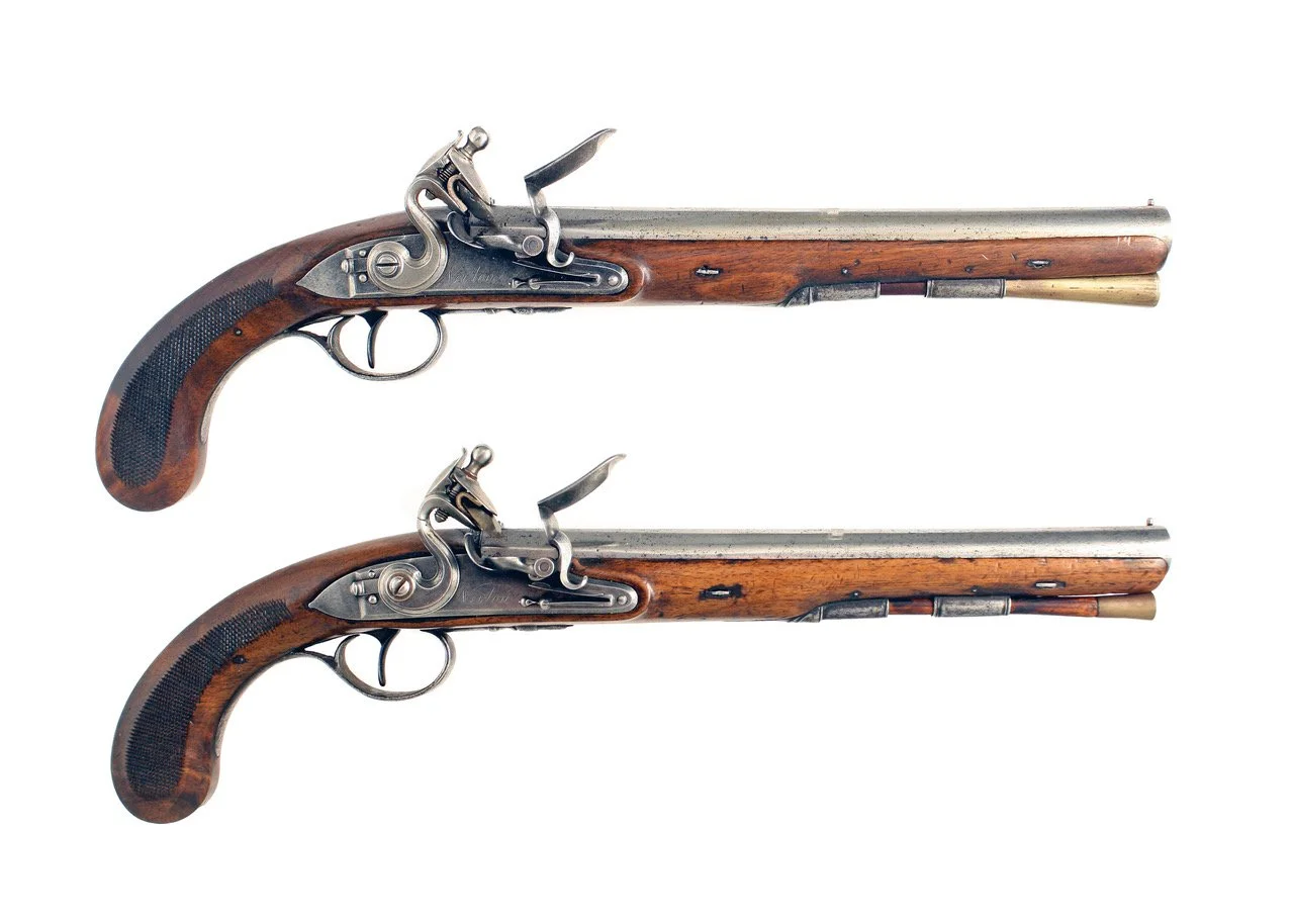 A Pair of Early Duelling Pistols by Newton of Grantham