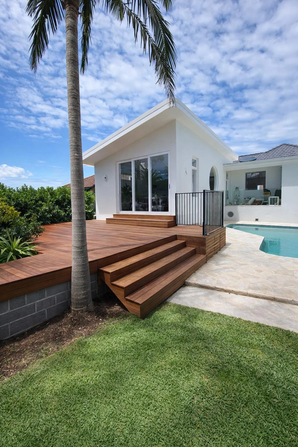 Back of house add-on including deck.