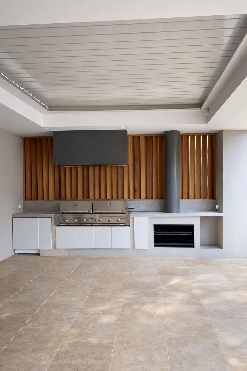 Outdoor kitchen supplied and installed including privacy screen