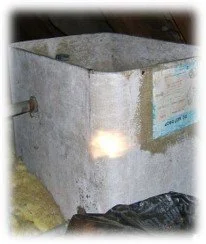 Asbestos cement water tank reviewed during a Sunderland reinspection survey