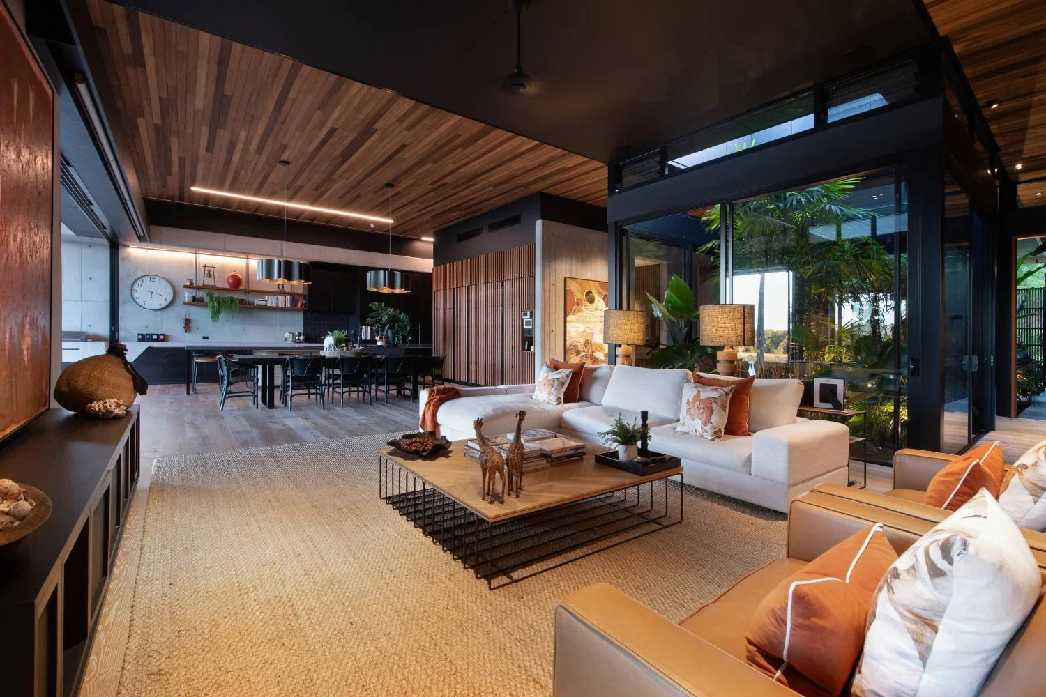 Open-plan dining and living area