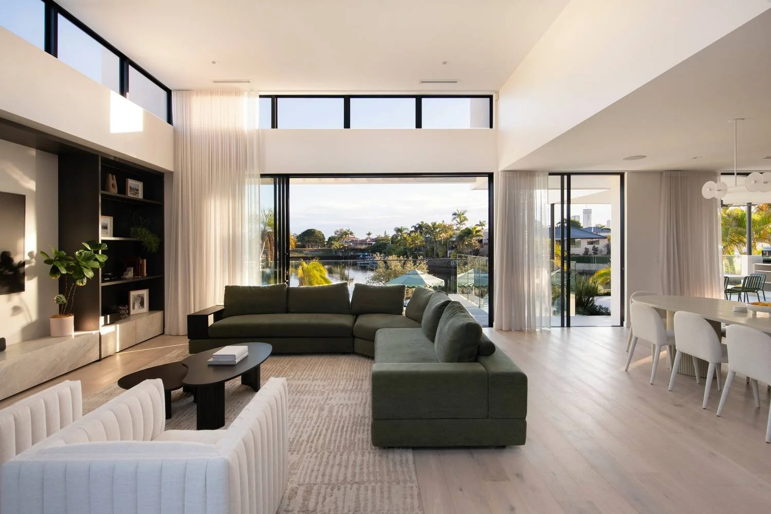 Open-plan dining and living area