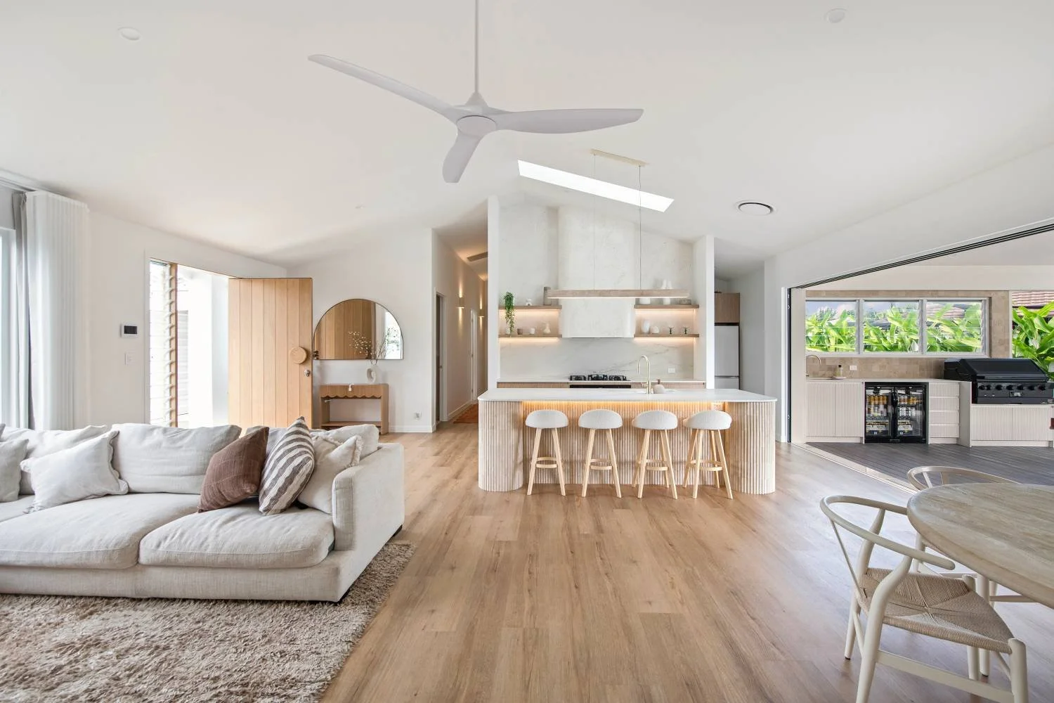 Open-plan dining and living area
