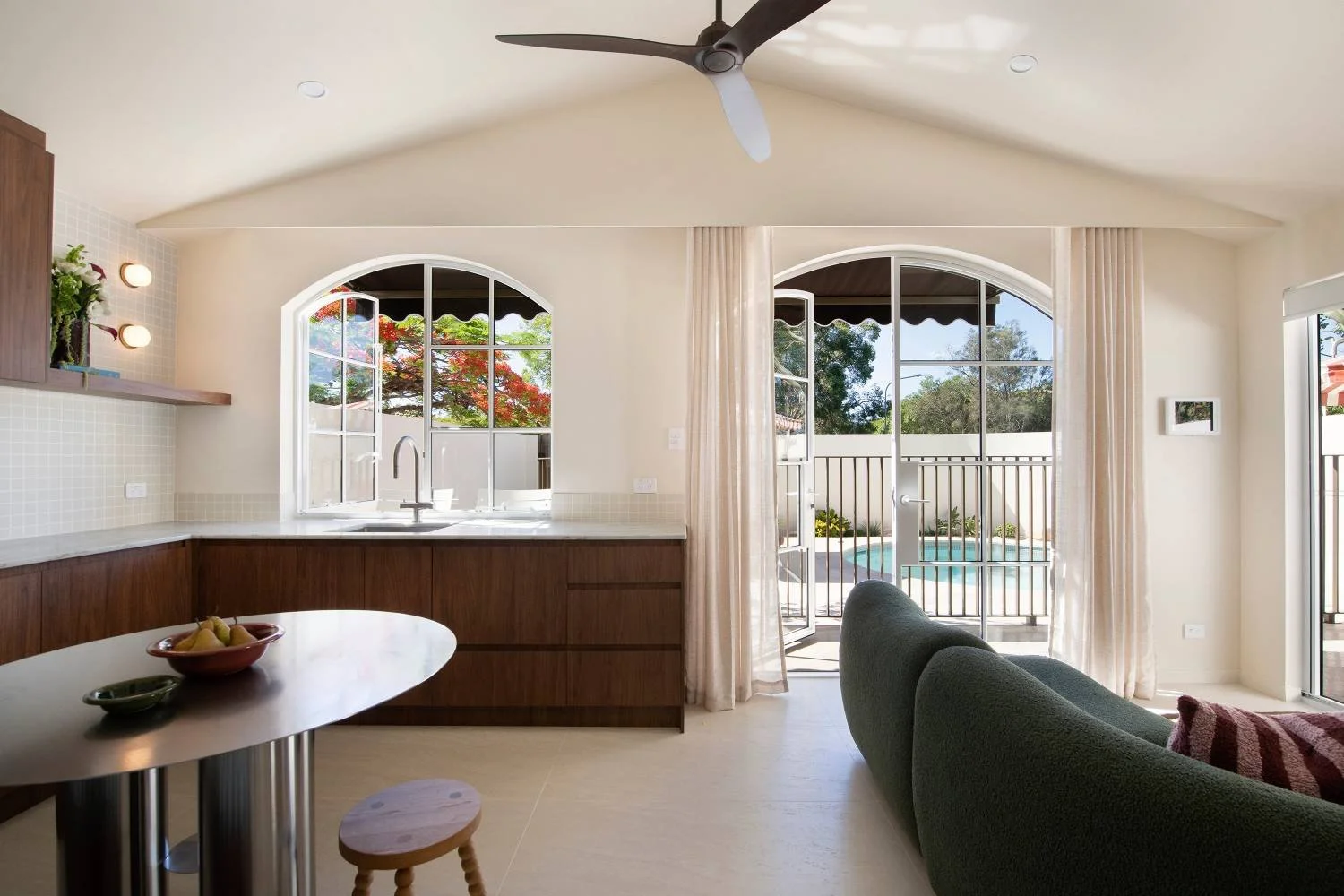 Open-plan dining and living area