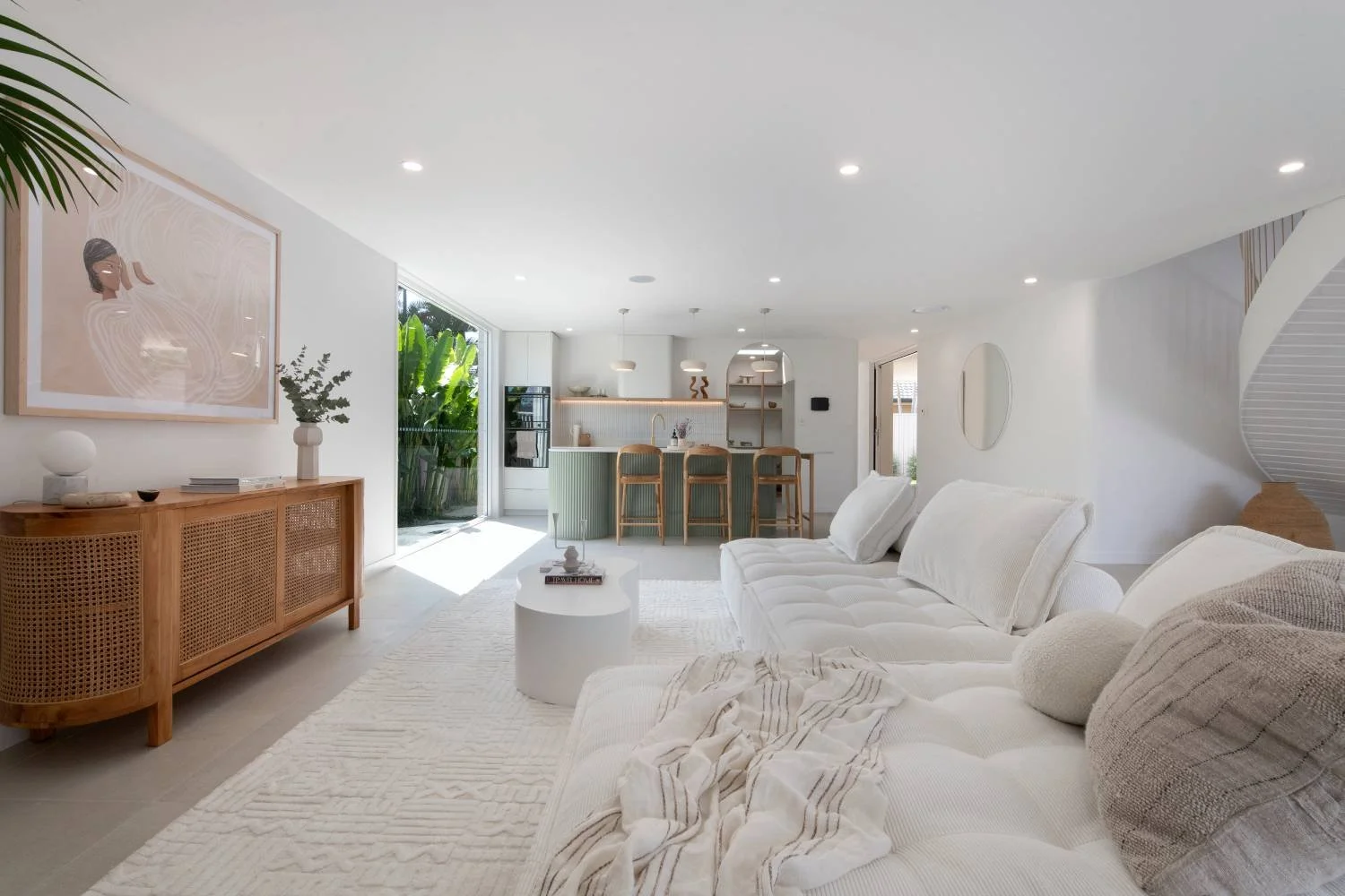 Open-plan dining and living area