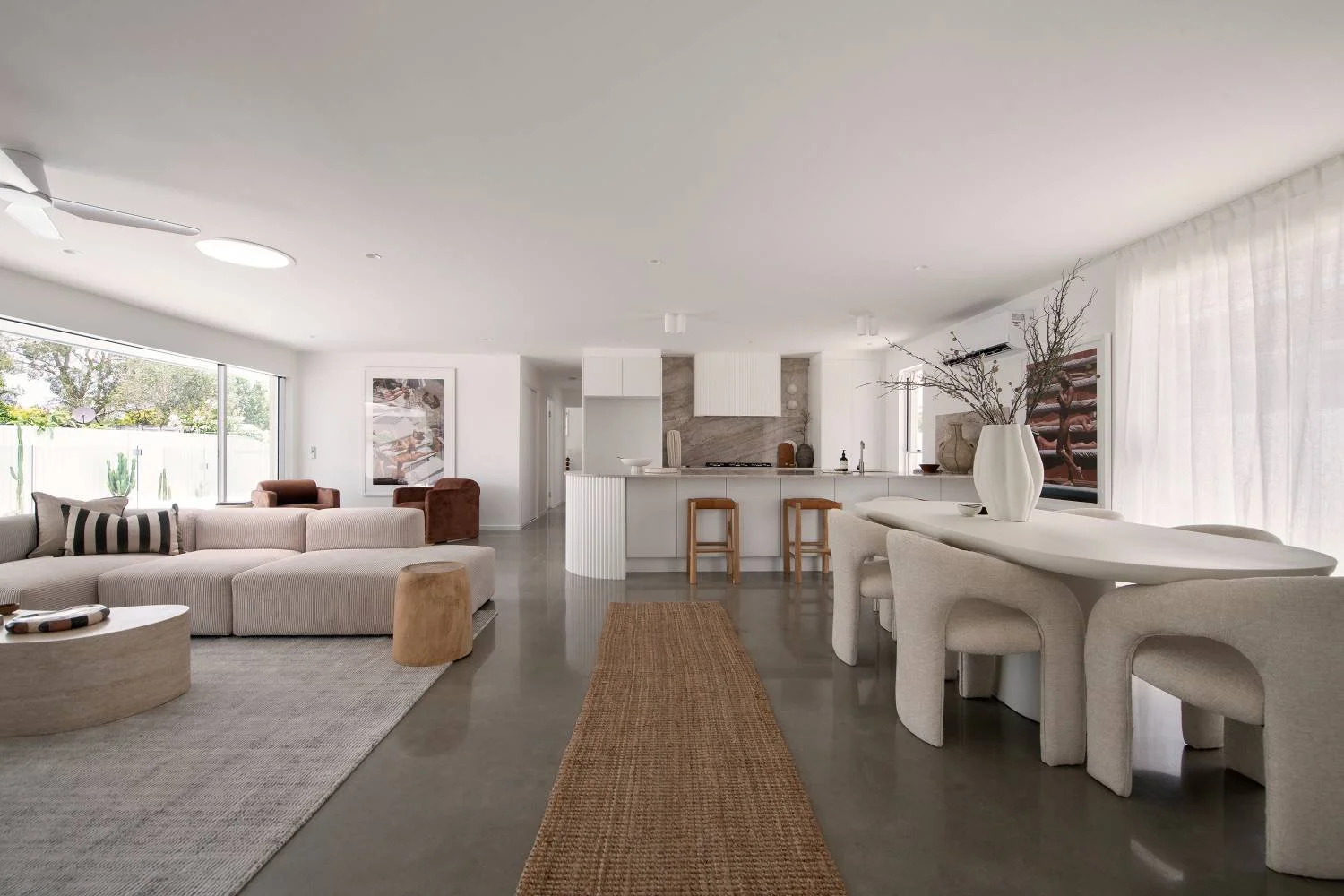 Open-plan dining and living area