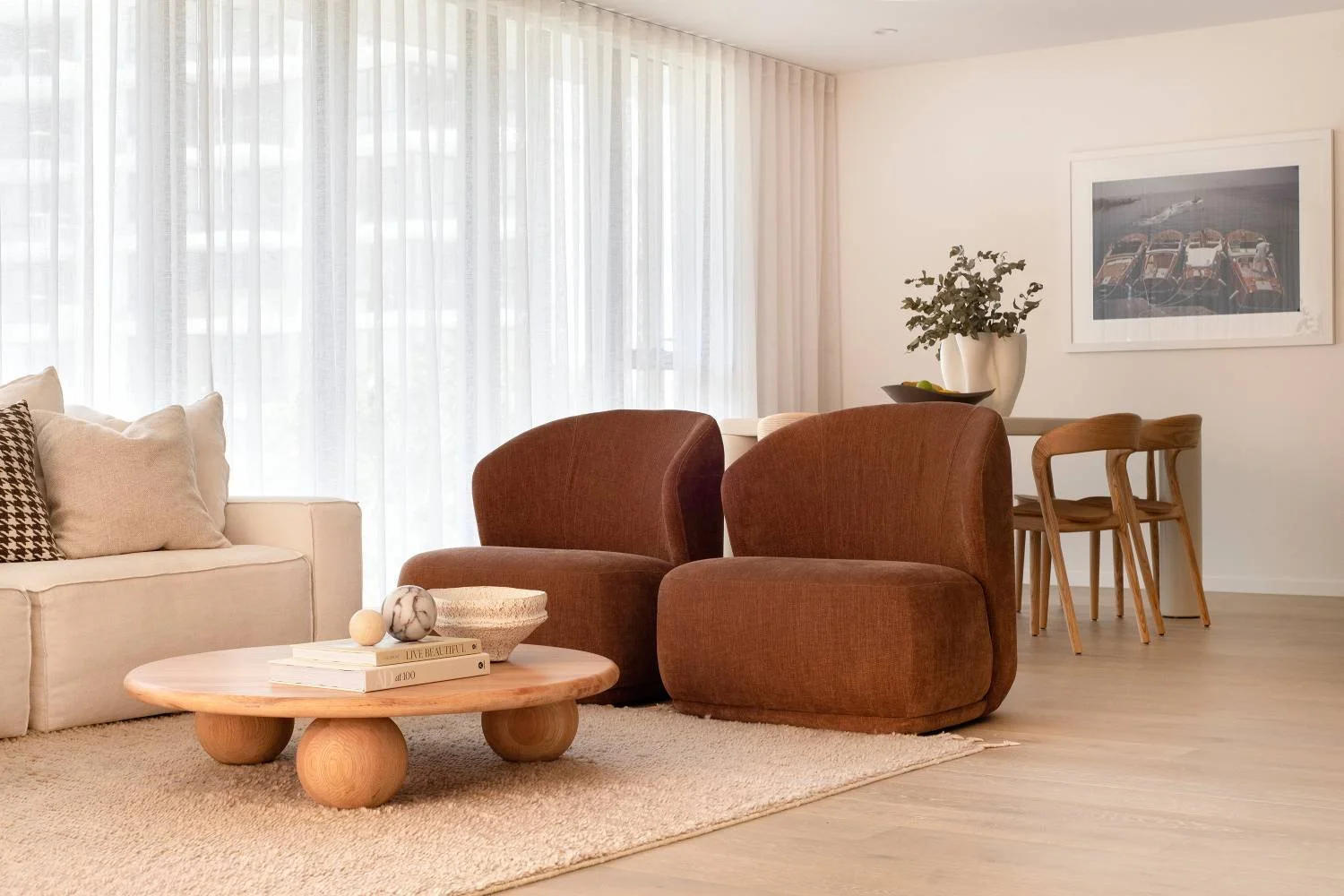 Open-plan dining and living area