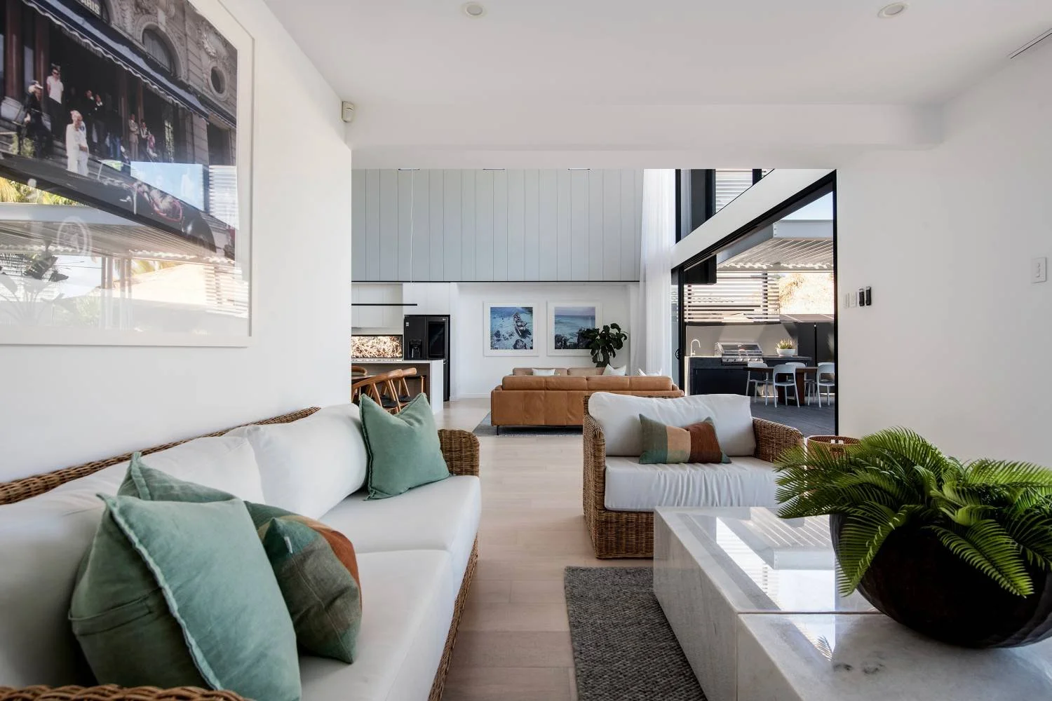 Open-plan living room in Gold Coast waterfront property