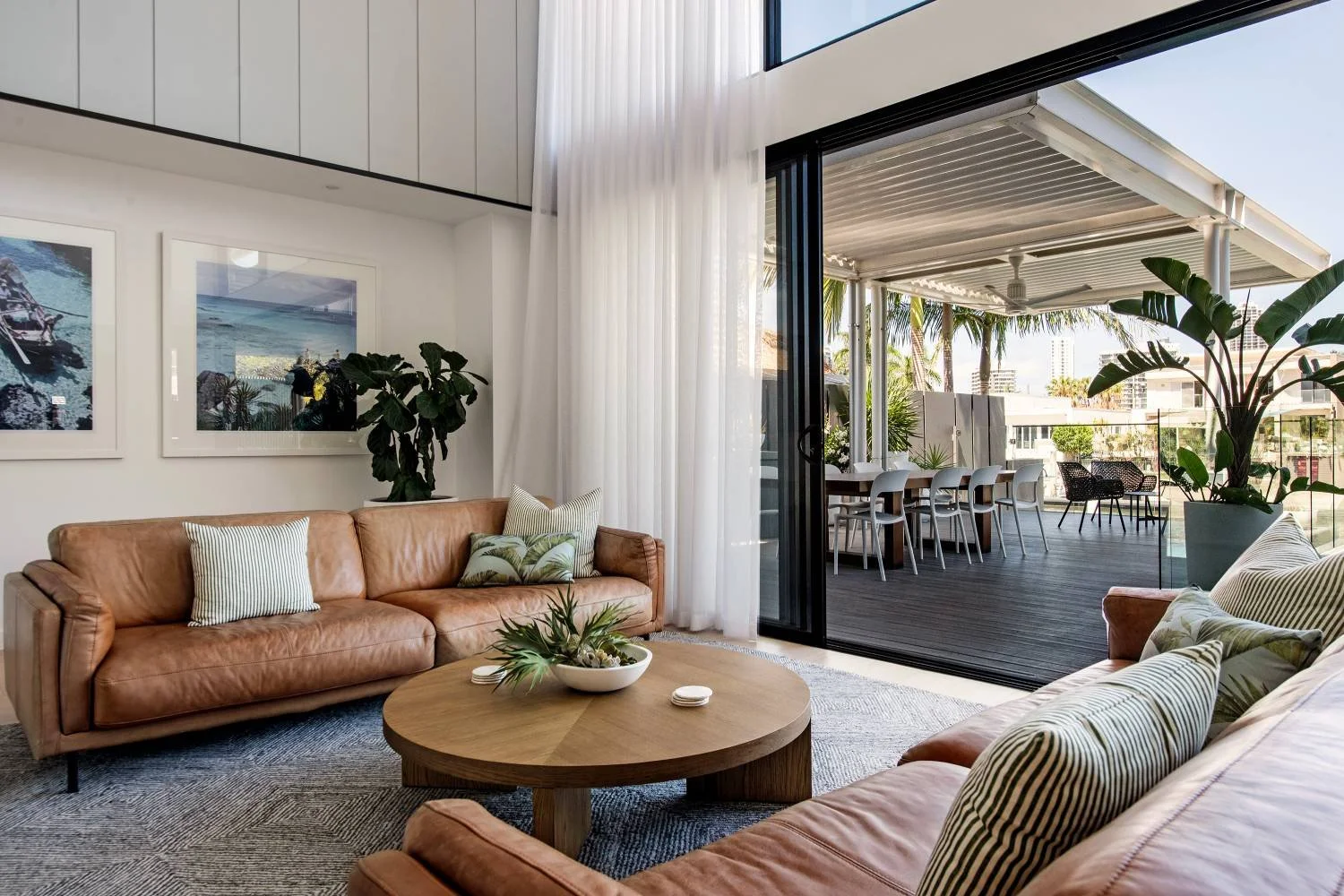 Open-plan living room in Gold Coast waterfront property