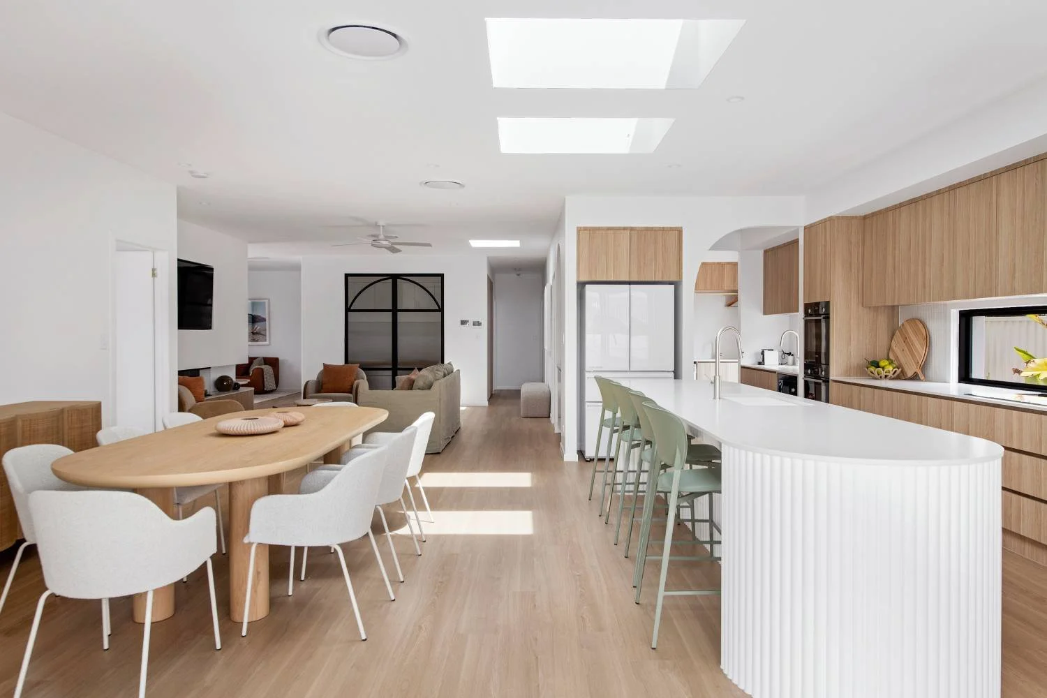 Open-plan dining and living area