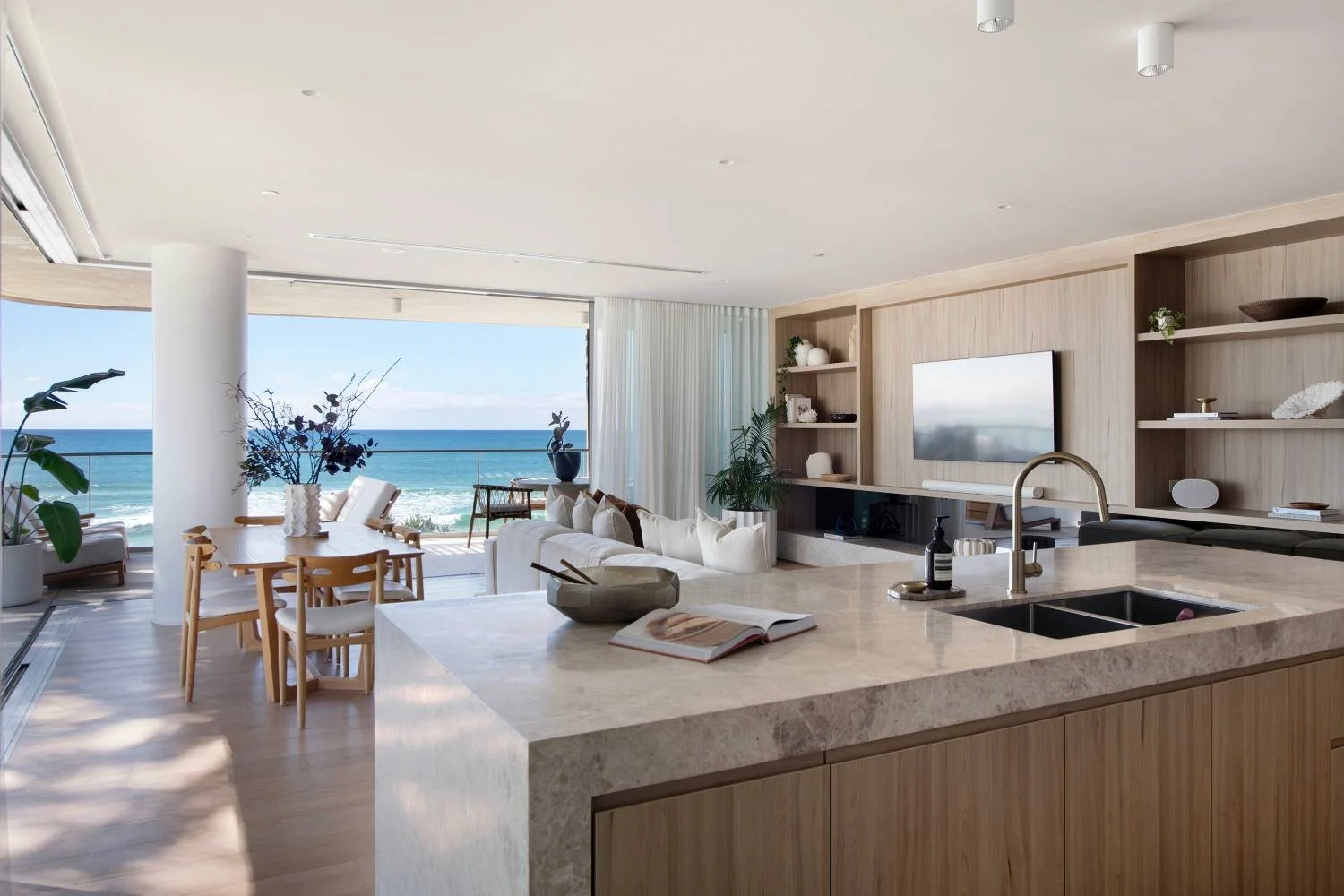 Open-plan dining and living area