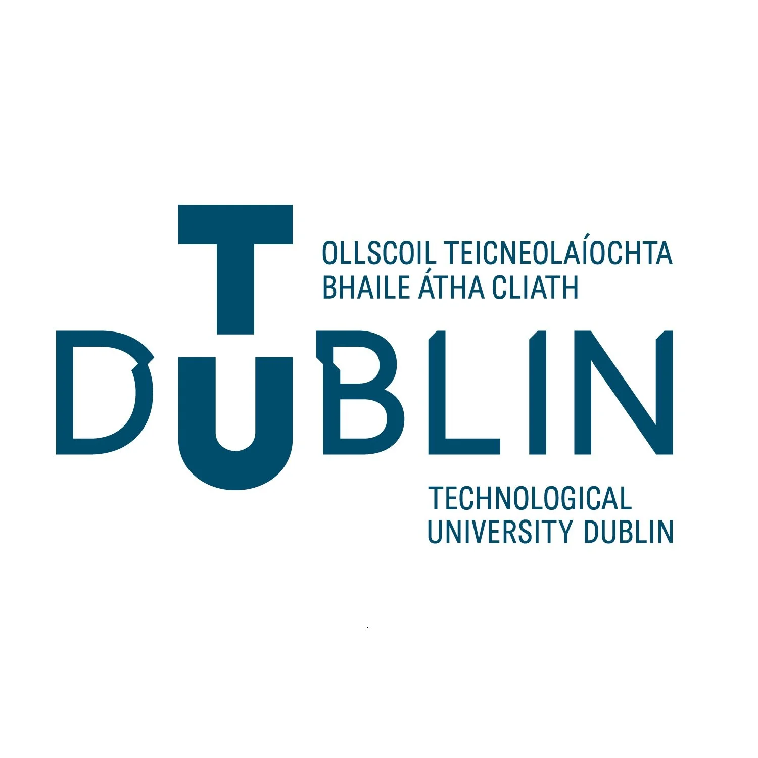 Logo for Dublin University of Technology with text in Irish and English.