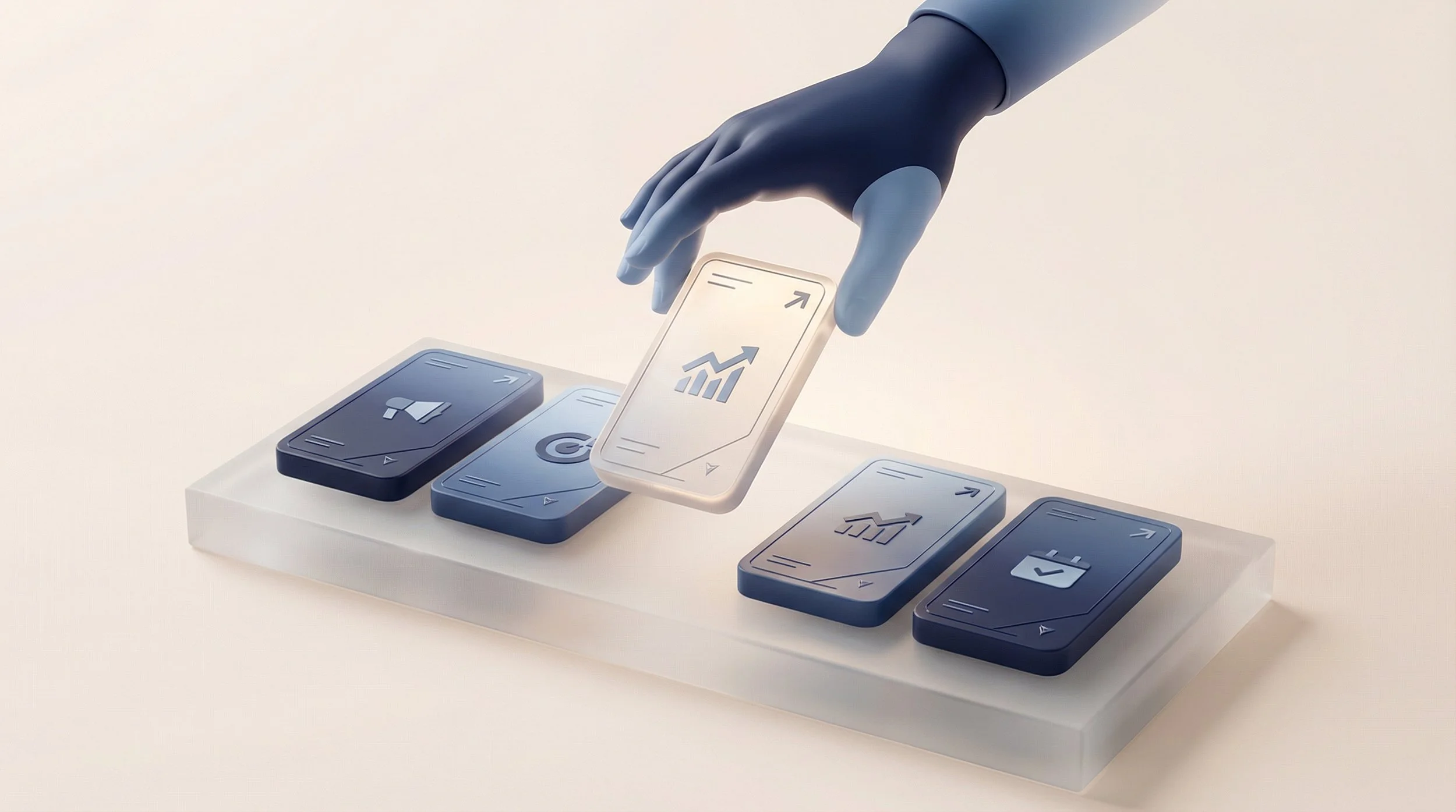 Computer screen displaying Google Analytics homepage with blurred text and icons.