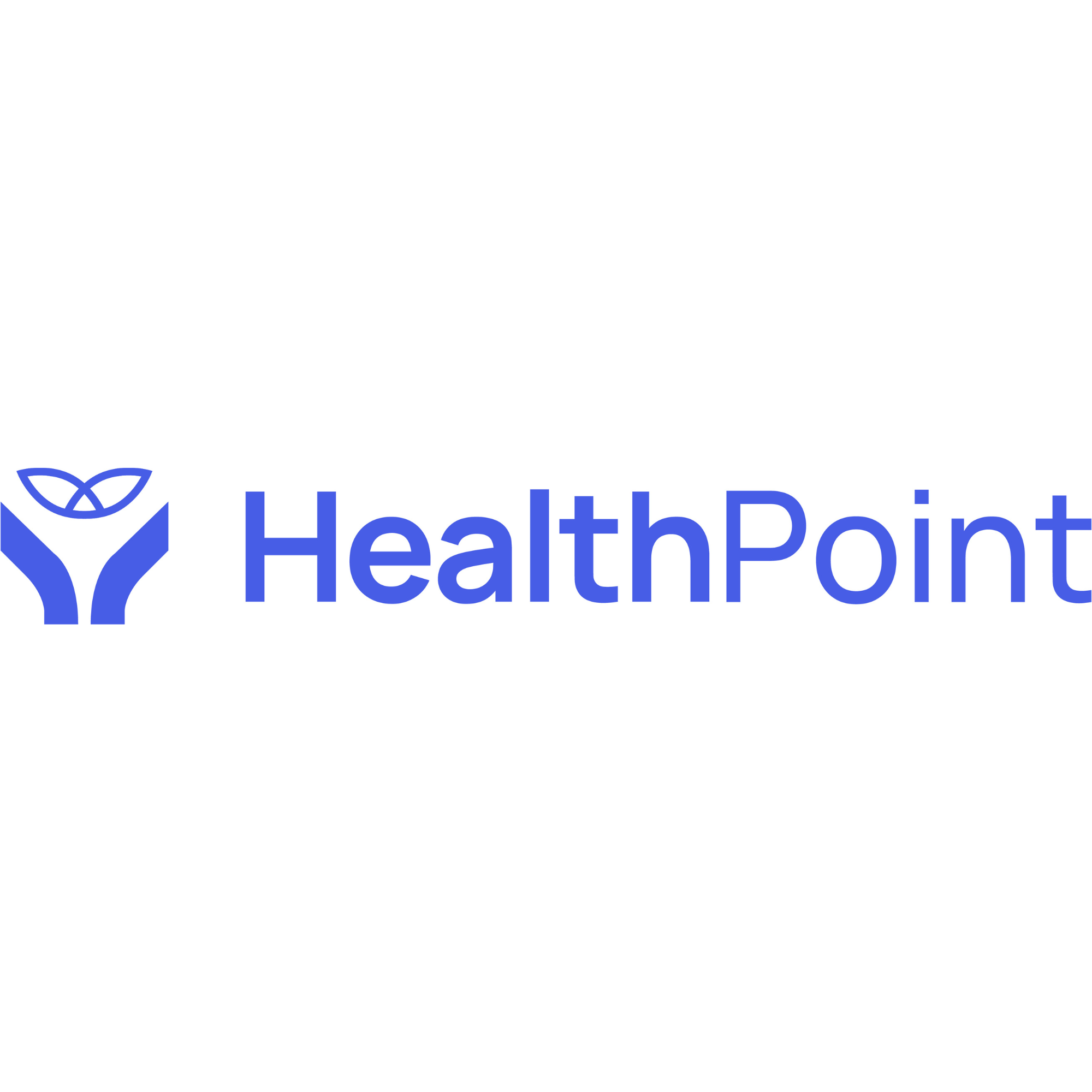 HealthPoint logo with a stylized blue icon of two hands holding a leaf and the text 'HealthPoint' in blue.