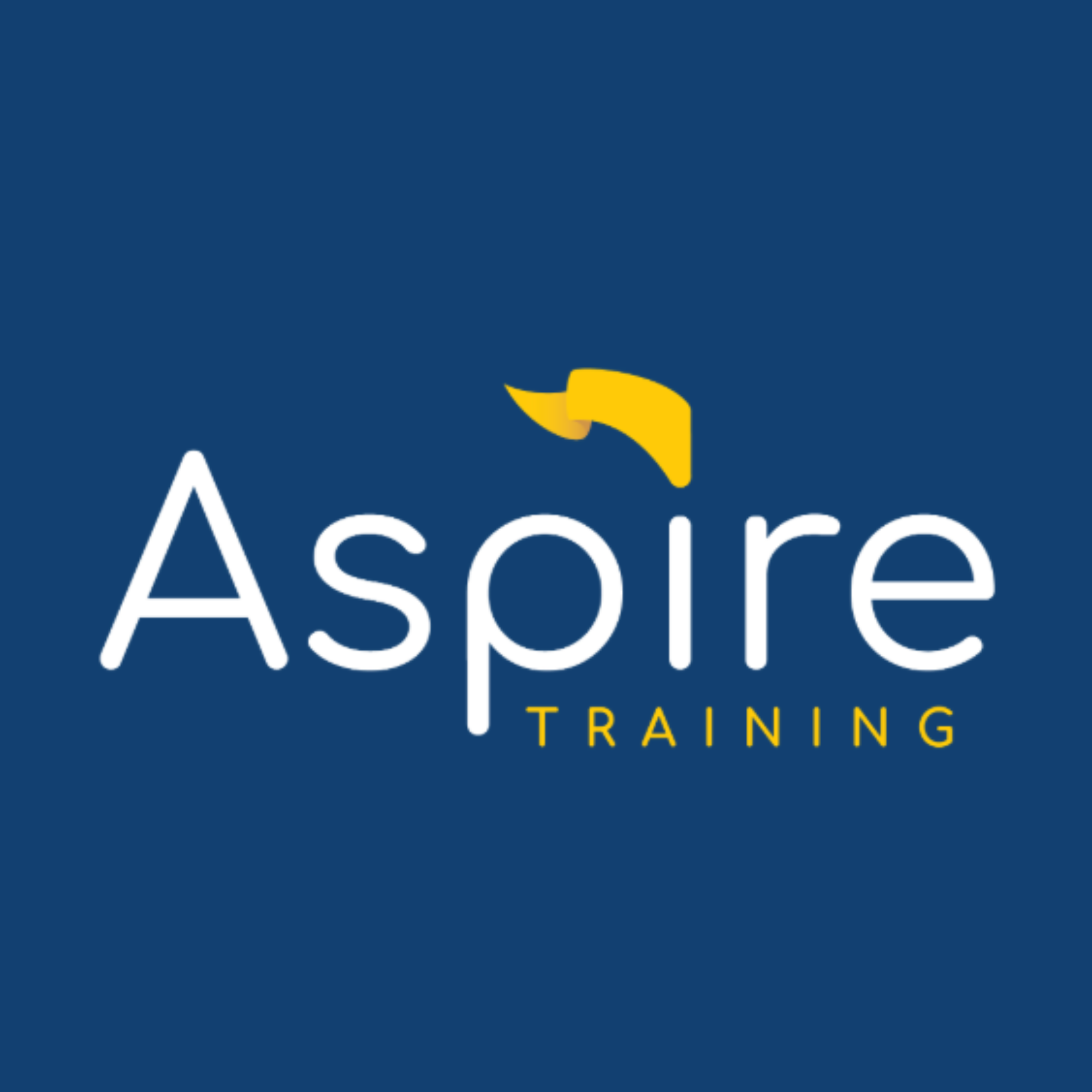 Logo of Aspire Training with white text, a stylized pencil graphic, and a dark blue background.