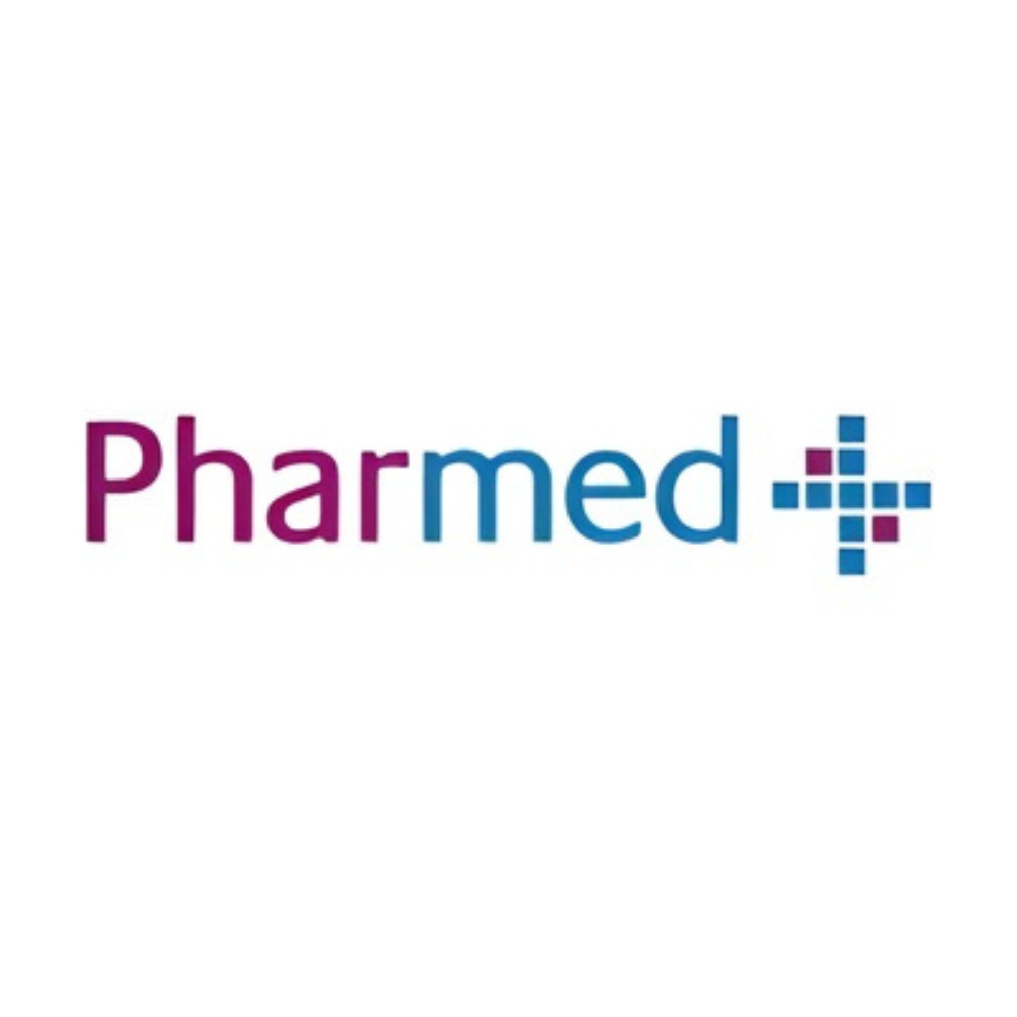 PharMed logo with purple and blue text and a plus symbol