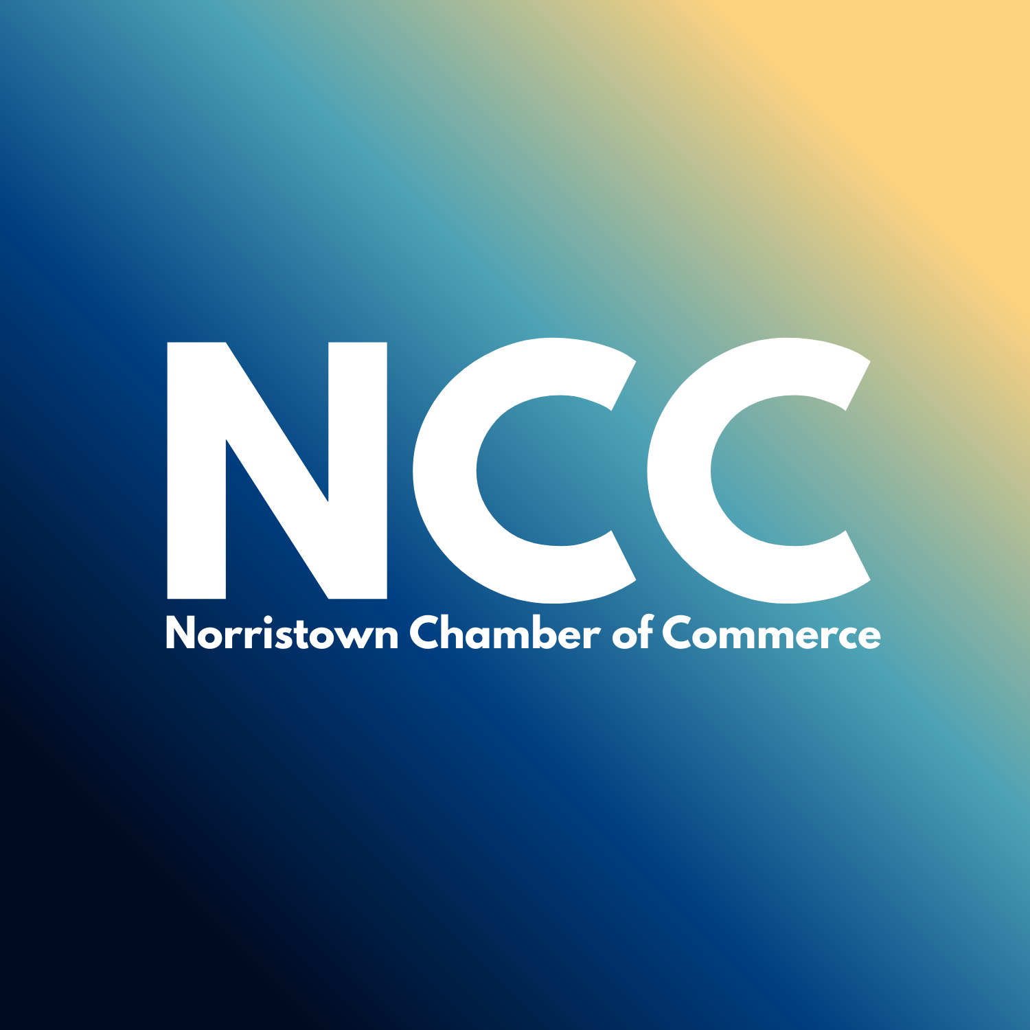 The logo of Norwich Chamber of Commerce with large white letters 'NCC' and smaller text underneath that reads 'Norwich Chamber of Commerce' on a colorful gradient background.
