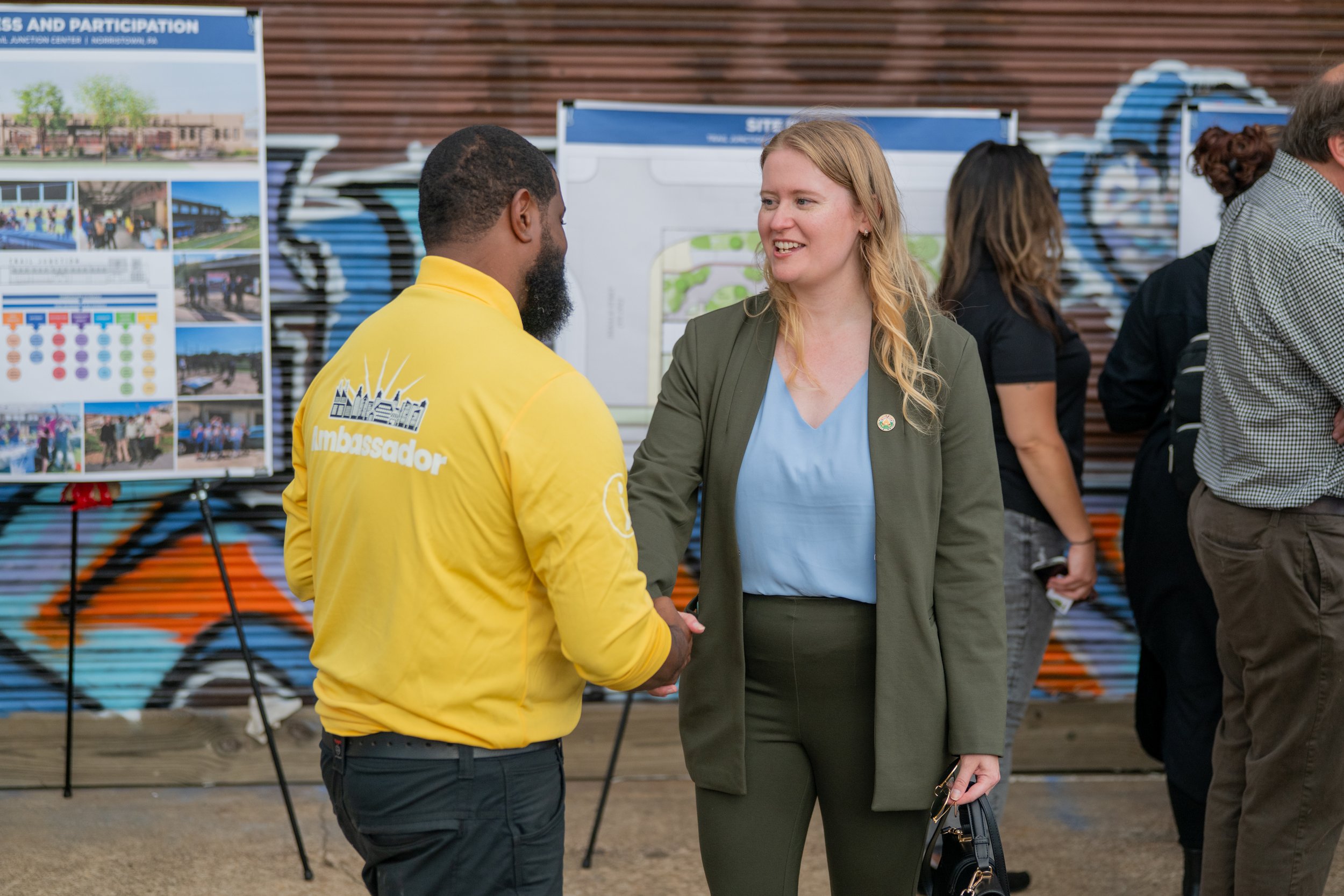 Chamber Ambassador Andrew Scott connects with attendees at the Trail Junction Center groundbreaking, representing the Chamber to county and municipal officials on hand for the ceremony.