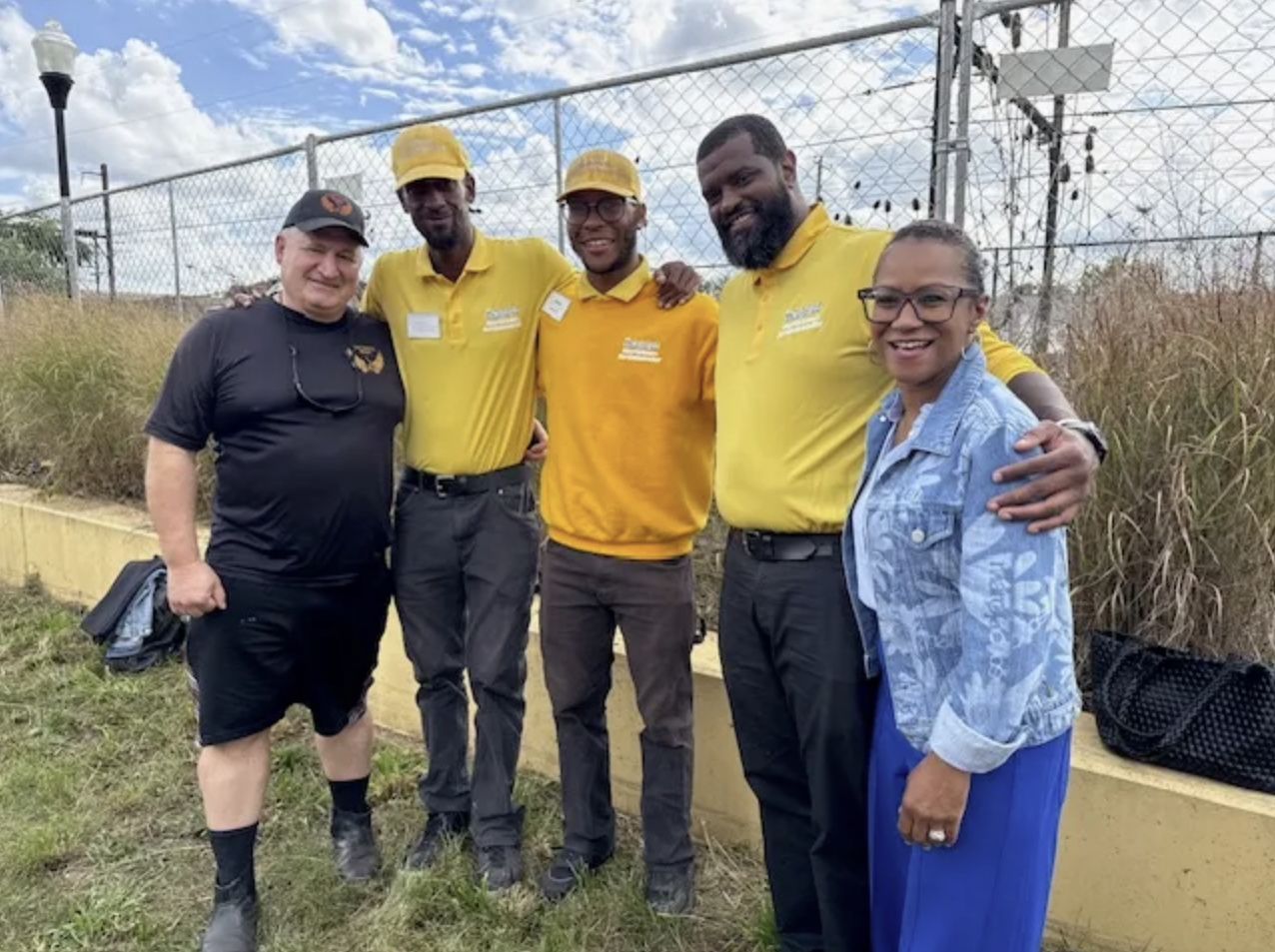 Former Chamber President Kym Ramsey and board member John George join the Chamber's Block by Block ambassadors to break ground on the Trail Junction Center, marking a new milestone in Norristown's downtown revitalization.